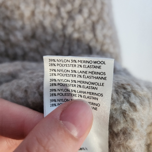 Anthropologie SP Tan V-Neck Sweater Relaxed Fit Merino Wool Blend - Picture 3 of 4